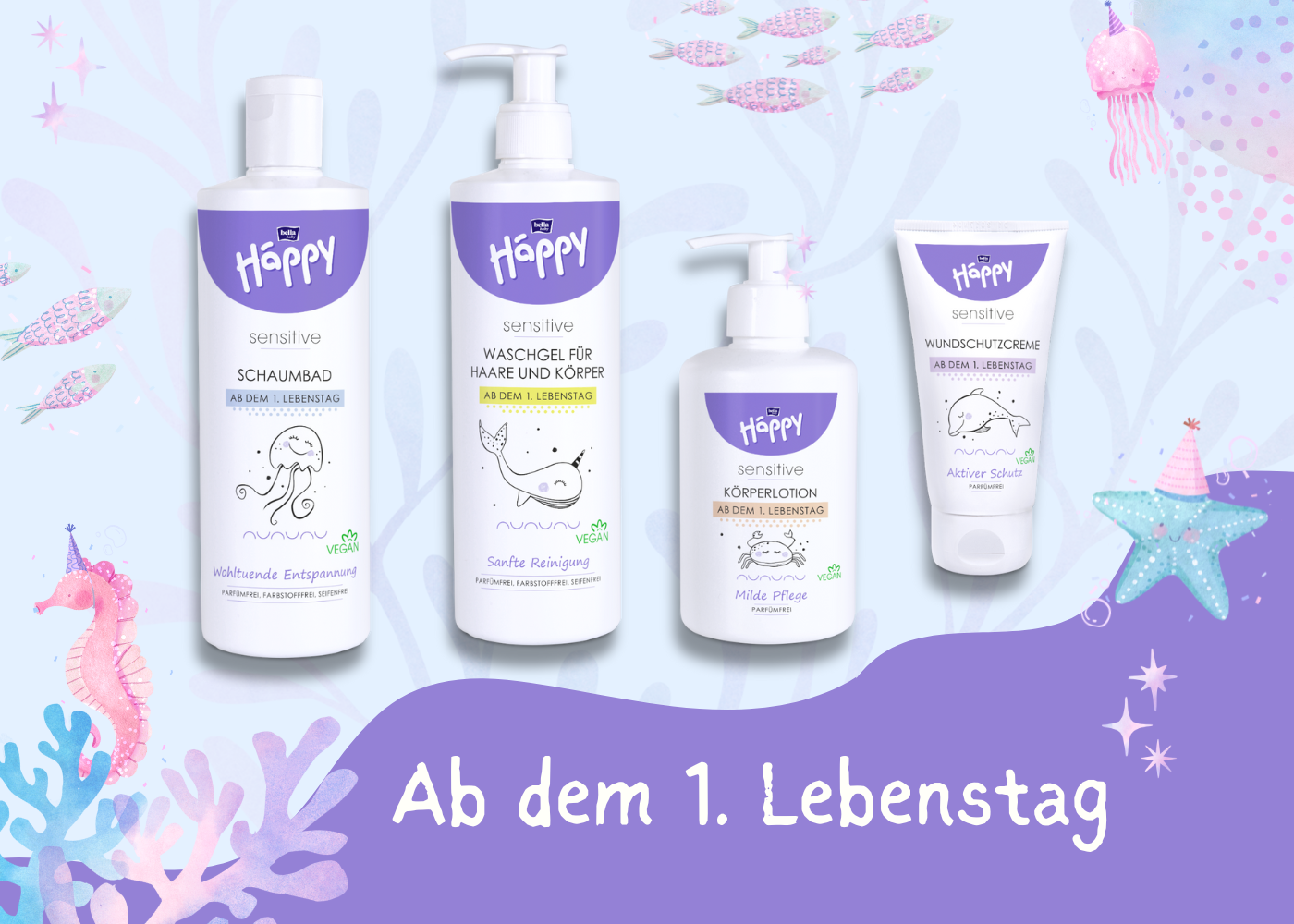 Sensitive Babykörperpflege ab dem ersten Lebenstag Schaumbad Wundschutzcreme