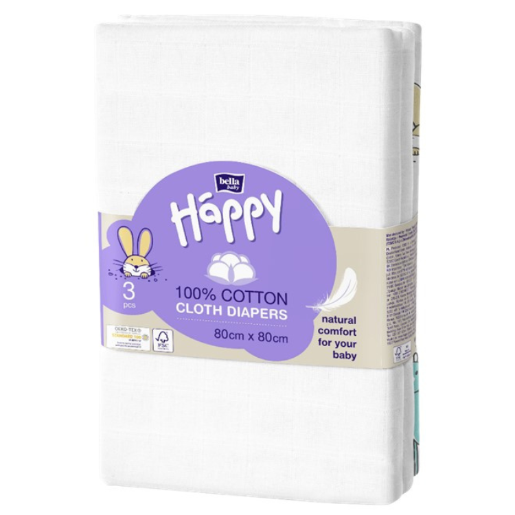 Happy Cloth Diapers / Muslin Squares 80x80 cm 3 pieces